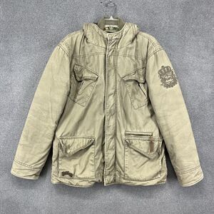 Billabong Jacket Mens Medium Green Hooded Full Zip Lined Parka Outdoor Coat Camo